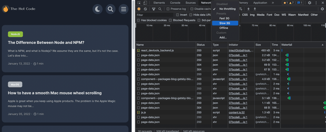 Throttle bandwidth in Chrome DevTools