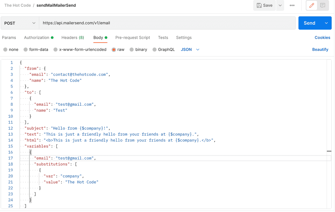 Set up Bearer Body in Postman